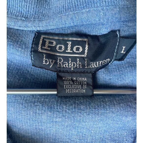 Vintage 90s Polo by Ralph Lauren Blue Cotton Quarter Zip Sweater Size Large - Picture 4 of 4